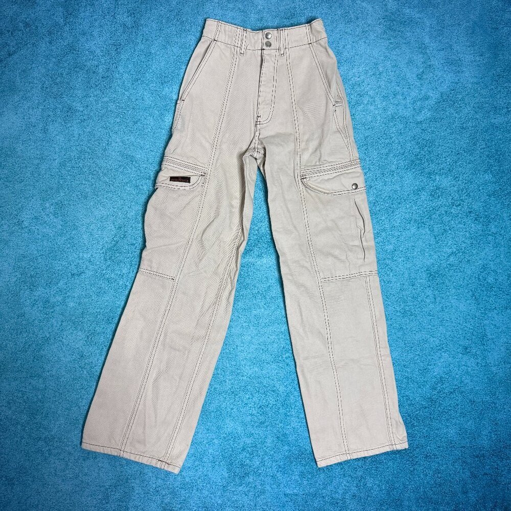 BDG Cream Cargo Jeans Women’s 24 Wide Leg High Rise Y2K Streetwear